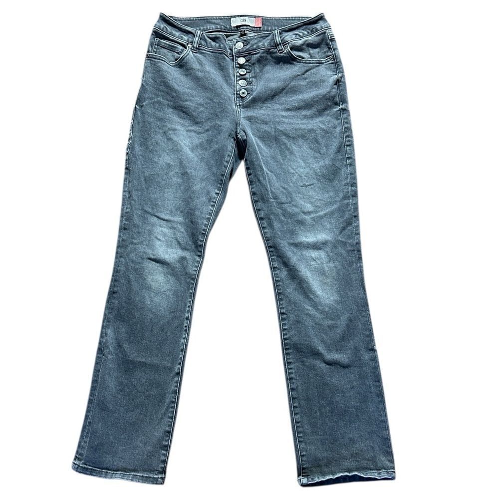 CAbi Charcoal Button Fly Straight Jeans